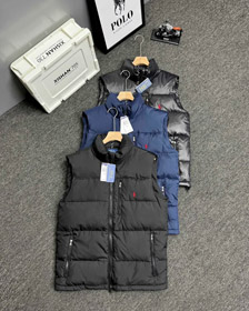 Polo Ralph Lauren Logo Embroidered Zipper Stand Collar Down Vest-4273  